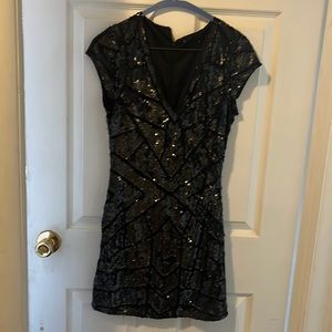 Black sequence evening dress